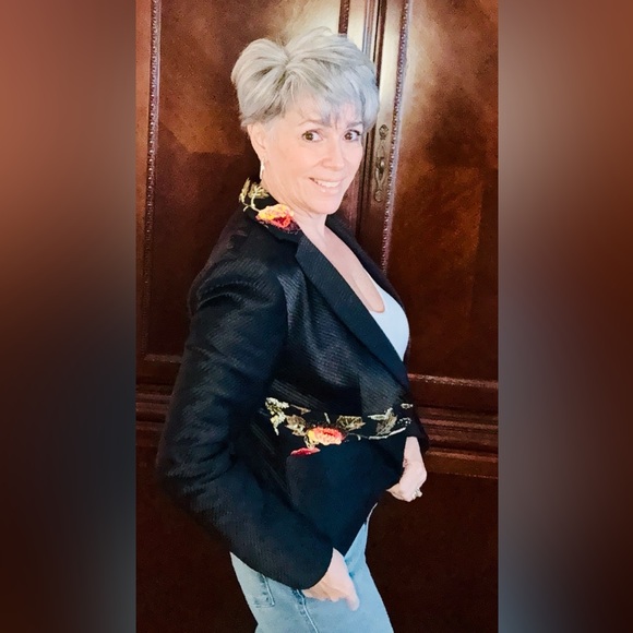 Sera B of New York exquisite vintage beaded / embroidered 100% silk blazer sz 4 - Picture 6 of 15